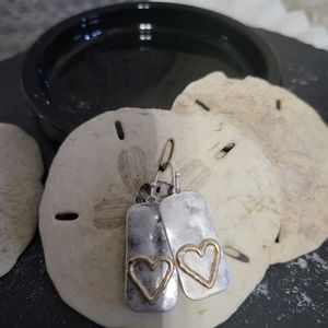 Silver bohemian heart pendant earrings